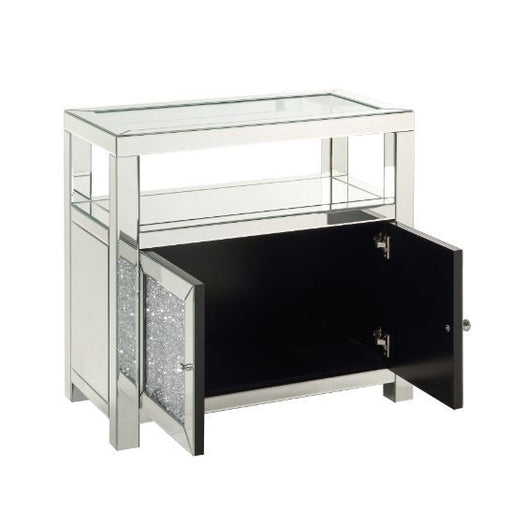 Noralie - Cabinet - Clear Glass, Mirroed & Faux Diamonds Unique Piece Furniture