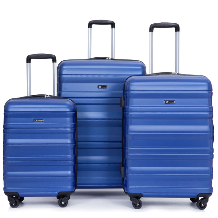 3 Piece Luggage Sets Piece Lightweight & Durable Expandable Suitcase With Two Hooks, Spinner Wheels, Tsa Lock, (21 / 25 / 29) Dark Blue