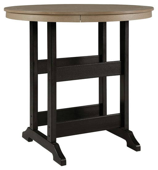 Fairen Trail - Black / Driftwood - Round Bar Table W/Umb Opt Unique Piece Furniture