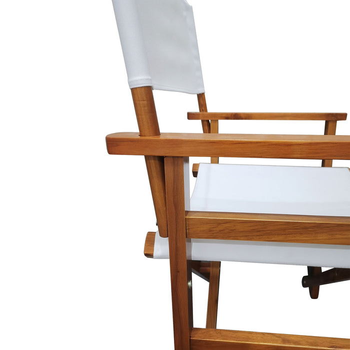 Folding Chair Wooden Director Chair Canvas Folding Chair Folding Chair (Set of 2) Populus & Canvas (Color : White)
