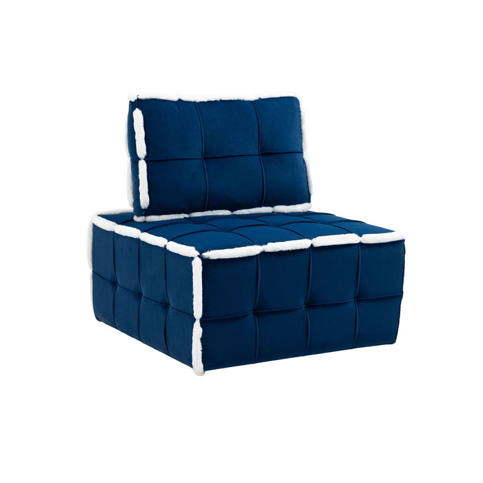 Coolmore Upholstered Deep Seat Armless Accent Single Lazy Sofa Lounge Arm Chair, Comfy Oversized Leisure Barrel Chairs For Living Room / Office / Meetingroom / Aparment / Bedroom Furniture Set - Blue