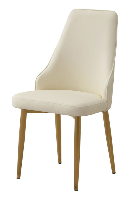 Dining Chair With PU Leather White Strong Metal Legs One Piece