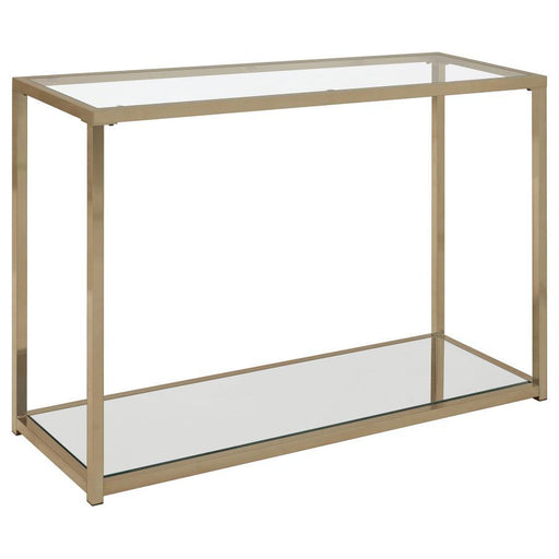 Cora - Sofa Table With Mirror Shelf - Chocolate Chrome Unique Piece Furniture