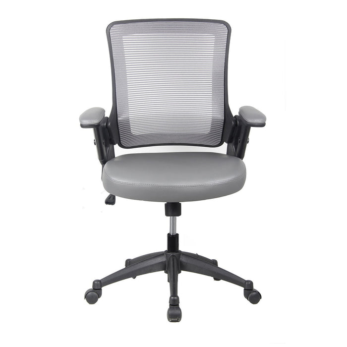 Techni Mobili Mid Back Mesh Task Office Chair With Height Adjustable Arms, Gray