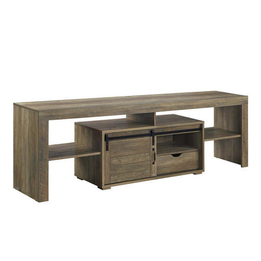 Wasim - TV Stand - Rustic Oak Finish Unique Piece Furniture