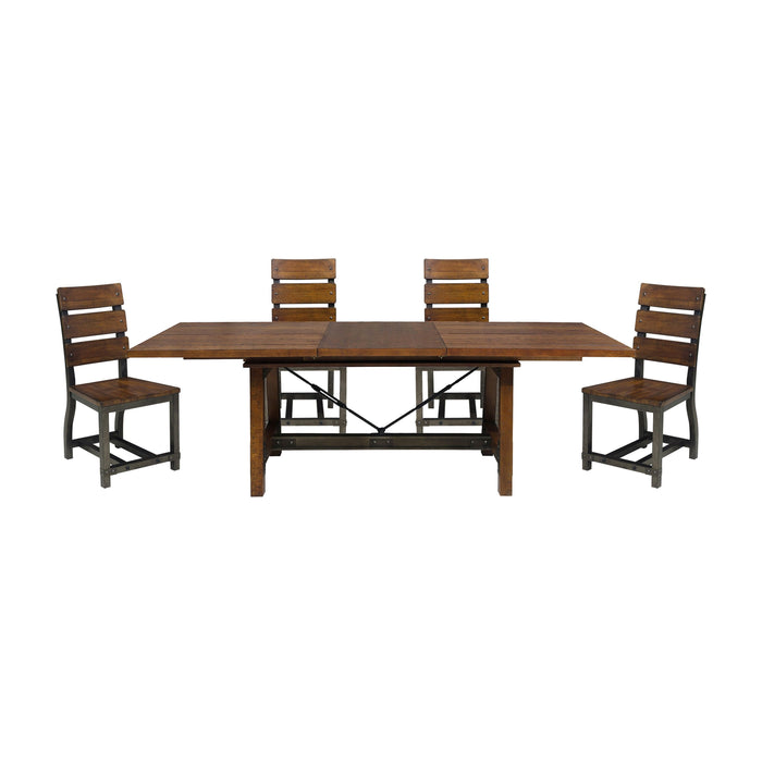 Unique Look Wood Framing 1 Piece Dining Table Extension Leaf Industrial Design Casual Dining Furniture