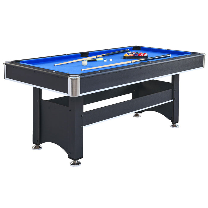 6 Ft Pool Table With Table Tennis Top - Black With Blue Felt