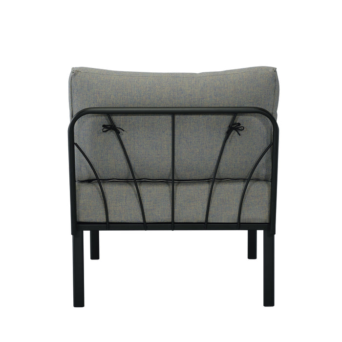Acme Rajni Patio-Armless Chair, Gray Fabric & Black Finish