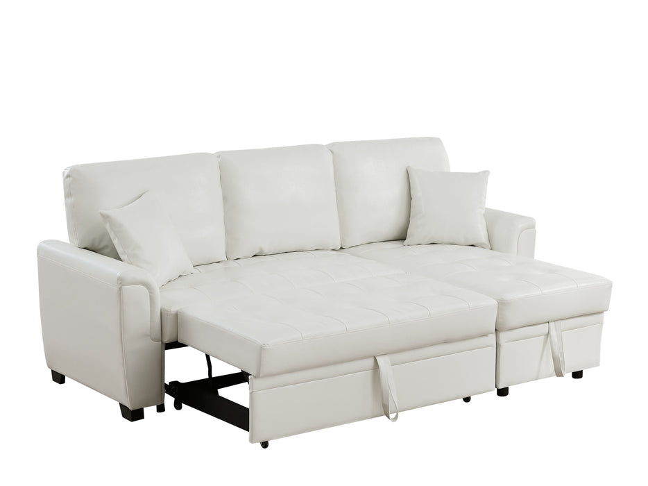 White PU Leather Upholstered Sleeper Sofa Combination