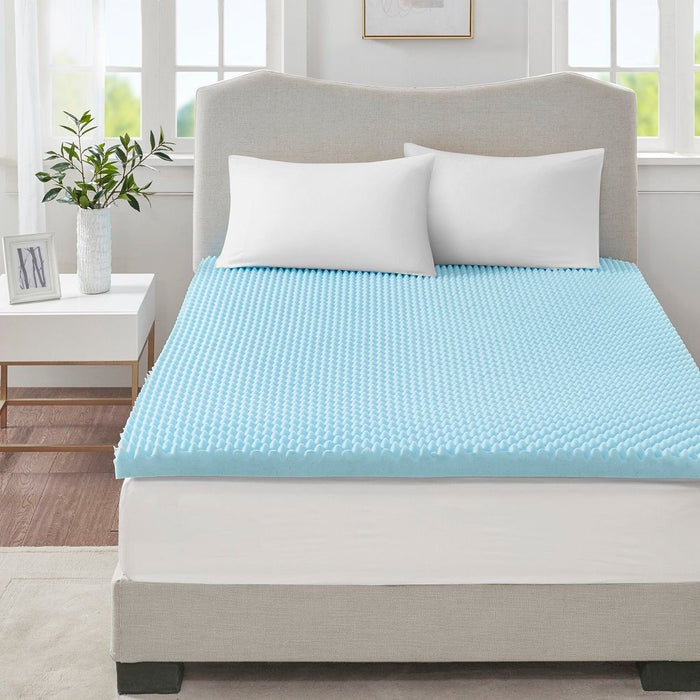 Reversible Hypoallergenic Cooling Mattress Topper - Blue