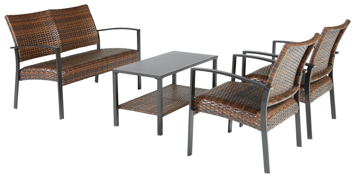 Zariyah - Dark Brown - Love/Chairs/Table Set (Set of 4) Unique Piece Furniture