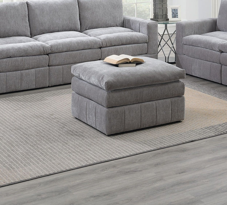 Contemporary 1 Piece Ottoman Modular Plush Chair Sectional Sofa Living Room Furniture Granite Morgan Fabric- Suede