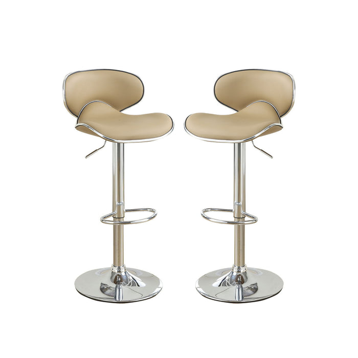 Adjustable Brown Faux Leather Bar Stools (Set of 2)