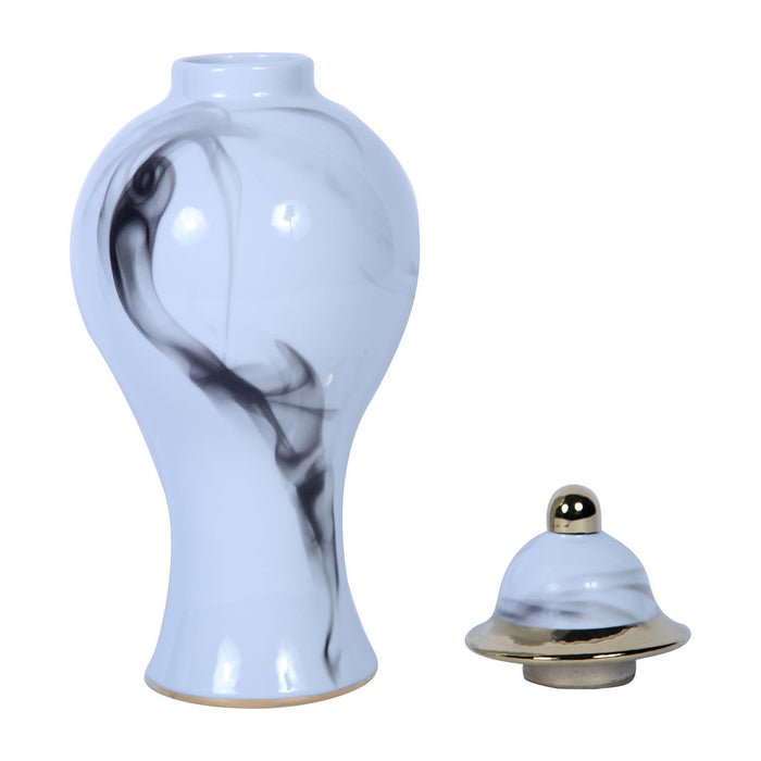 Marble Ceramic Decorative Jar With Removable Lid