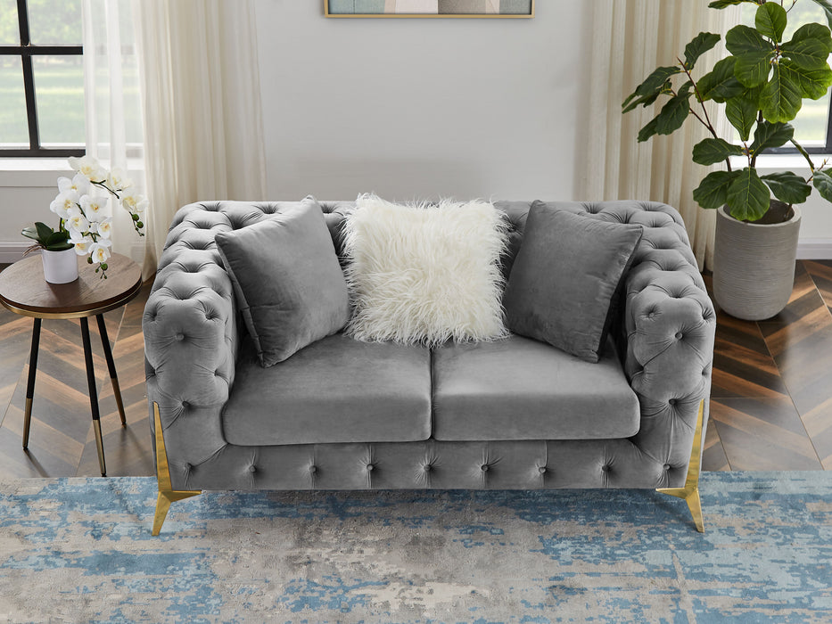 Two-Seater Gray Velvet Sofa