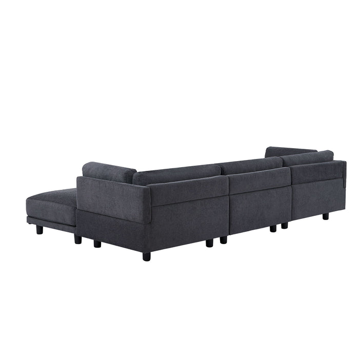 U_Style Upholstery Convertible Sectional Sofa, L Shaped Couch With Reversible Chaise - Black