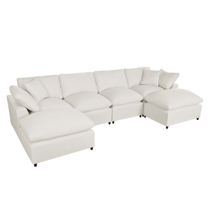 U_Style - Modern Large U Shape Sectional Sofa, 2 Large Chaise With Removable Ottomans For Living Room