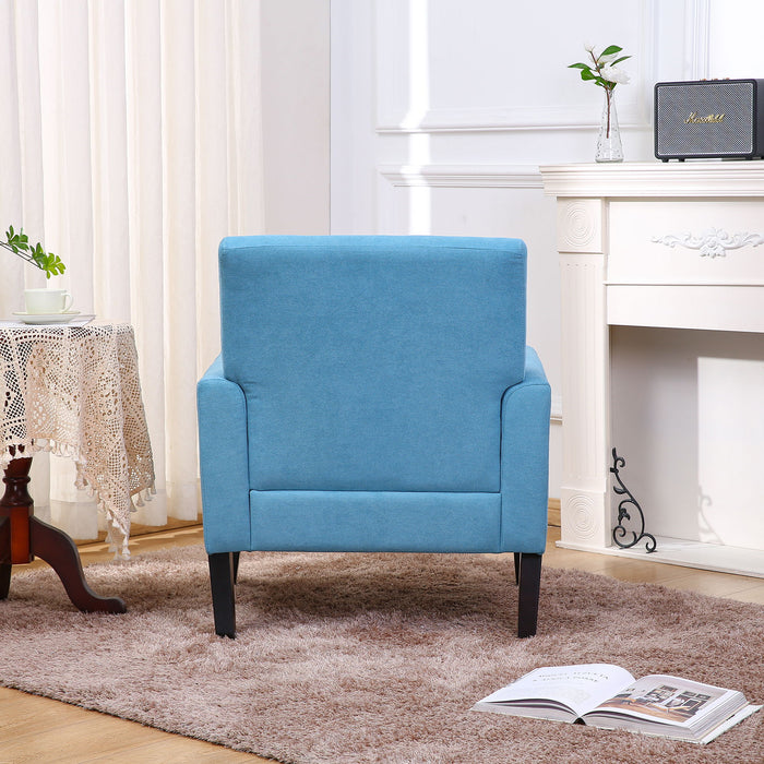 Fabric Accent Chair For Living Room, Bedroom Button Tufted Upholstered Comfy Reading Accent Chairs Sofa - Blue