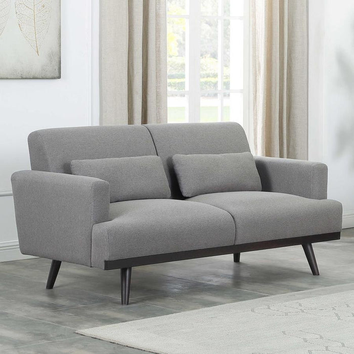 Blake - Upholstered Loveseat With Track Arms - Sharkskin And Dark Brown Unique Piece Furniture