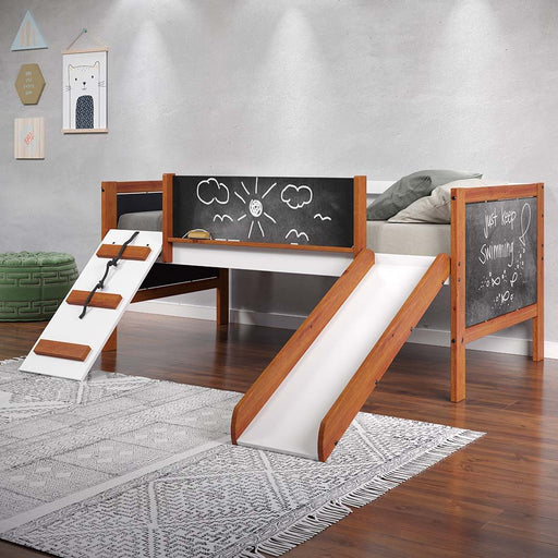 Aurea - Twin Loft Bed - Cherry Oak & White Finish Unique Piece Furniture