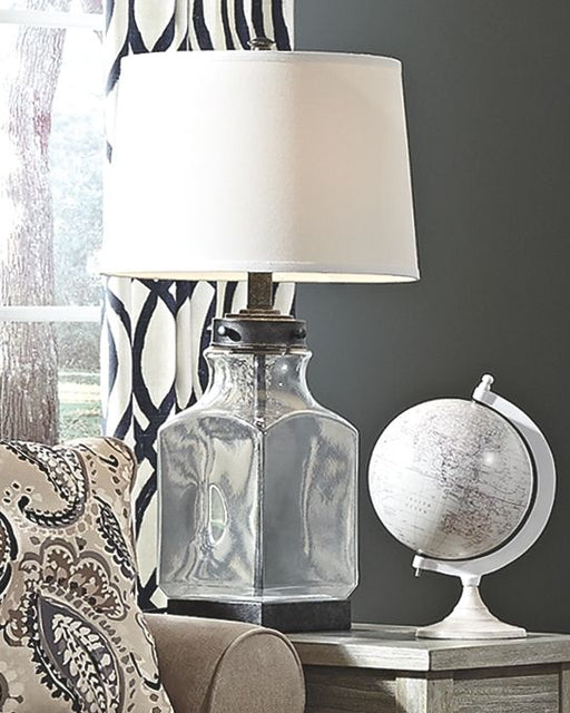 Sharolyn - Transparent / Silver Finish - Glass Table Lamp Unique Piece Furniture