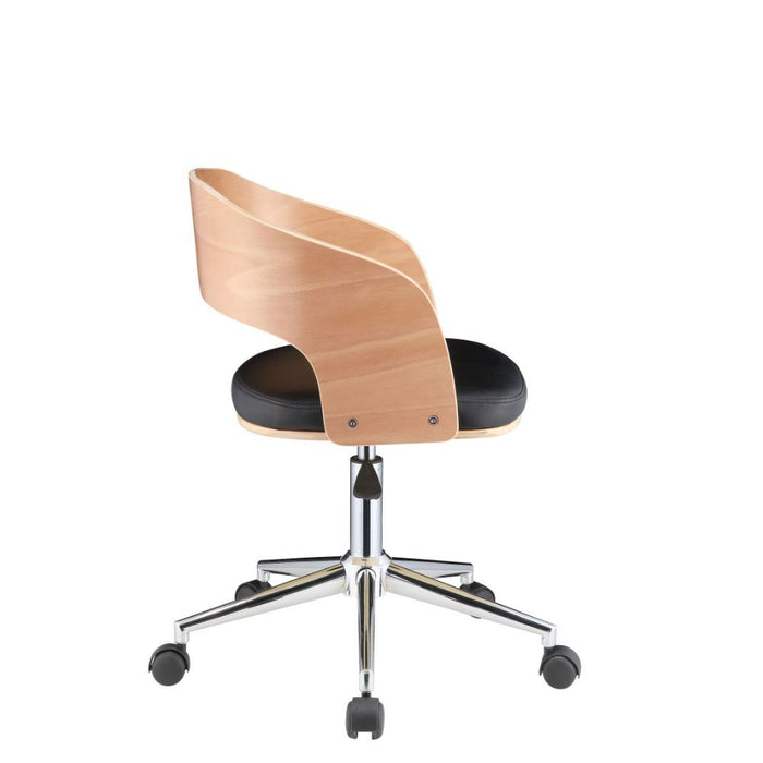 Yoshiko - Office Chair - Black PU & Beech Unique Piece Furniture