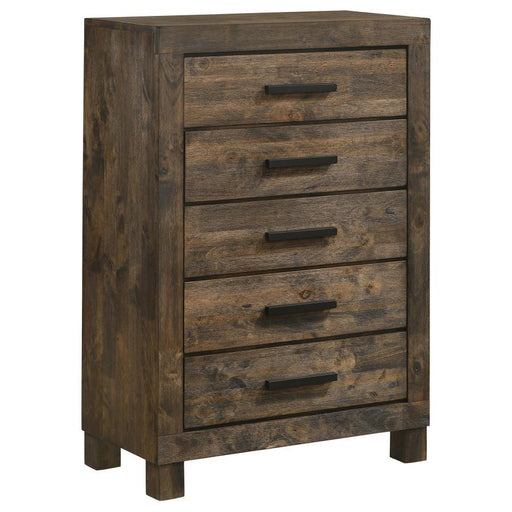Woodmont - 5-Drawer Chest - Rustic Golden Brown Unique Piece Furniture
