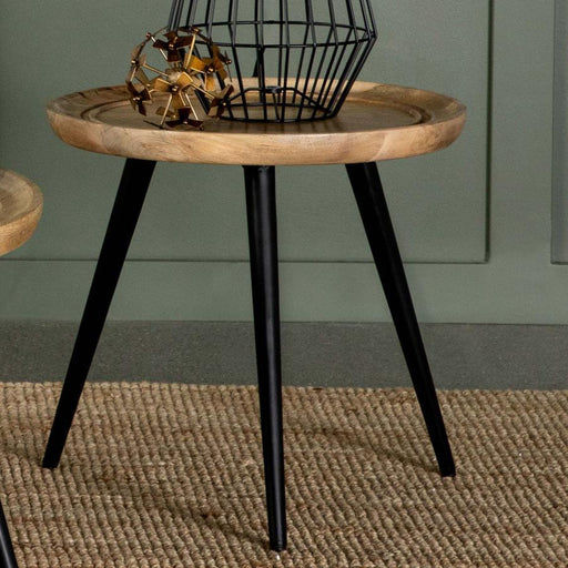 Zoe - Round End Table With Trio Legs - Natural And Black Unique Piece Furniture