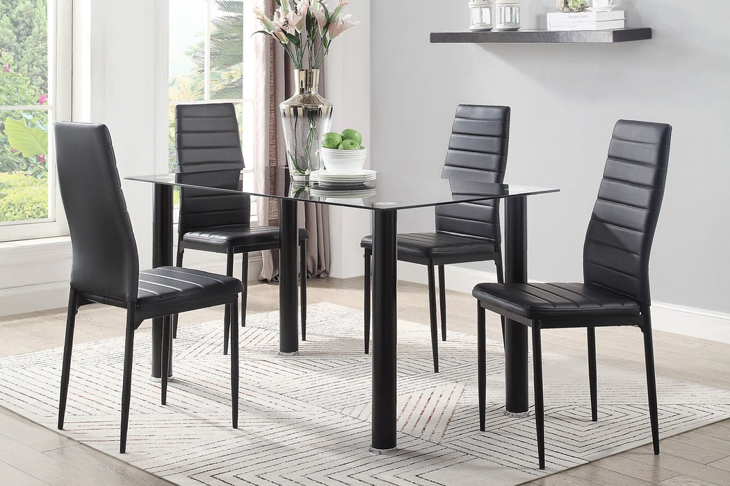 Modern Style Black Metal Finish Side Chairs 2 Pieces Set Faux Leather Upholstery Contemporary Dining Room Furniture
