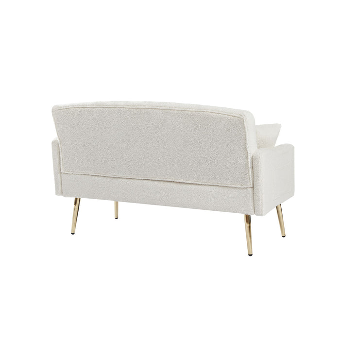 Cream White Teddy Fabric 2 Seater Sofa