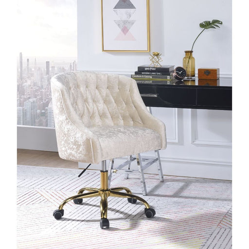 Levian - Office Chair - Vintage Cream Velvet & Gold Unique Piece Furniture