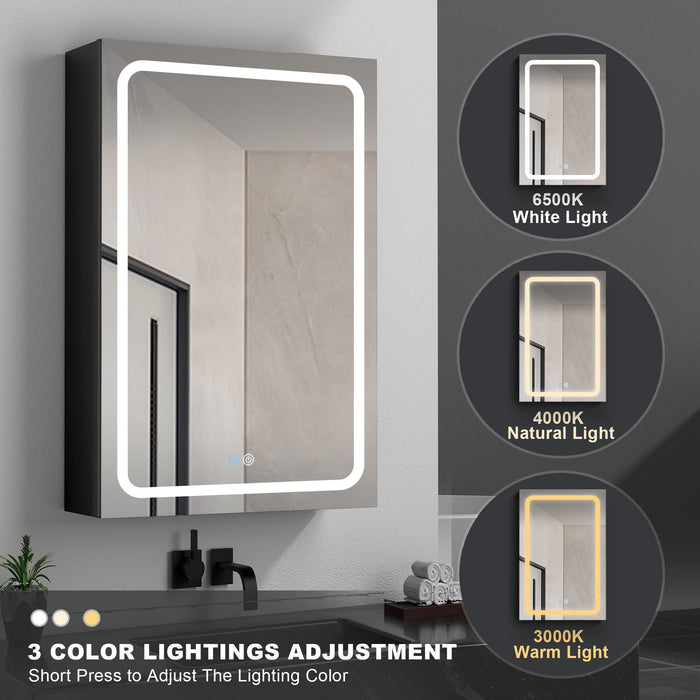 30X20" LED Bathroom Medicine Cabinet Surface Mounted Cabinets With Lighted Mirror Light Open