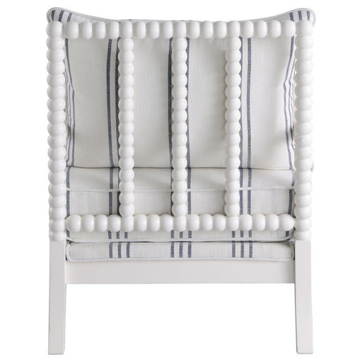 Blanchett - Upholstered Accent Chair With Spindle Accent - White And Navy Unique Piece Furniture