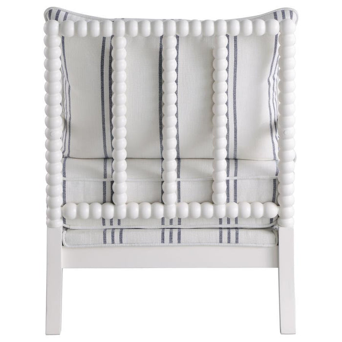 Blanchett - Upholstered Accent Chair With Spindle Accent - White And Navy Unique Piece Furniture