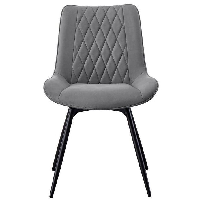 Diggs - Upholstered Tufted Swivel Dining Chairs (Set of 2) - Gray And Gunmetal Unique Piece Furniture