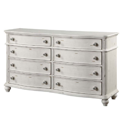 Jaqueline - Dresser - Light Gray Linen & Antique White Finish Unique Piece Furniture