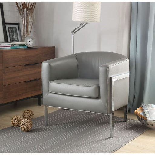 Tiarnan - Accent Chair - Vintage Gray PU & Chrome Unique Piece Furniture