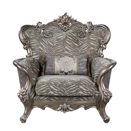 Elozzol - Sofa - Fabric & Antique Bronze Finish - Wood Unique Piece Furniture