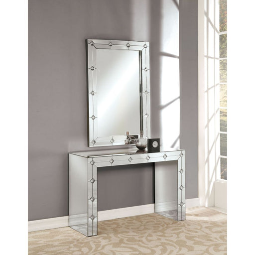 Hessa - Accent Table - Mirrored & Faux Rhinestone Unique Piece Furniture