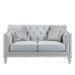 Katia - Loveseat - Light Gray Linen & Weathered White Finish Unique Piece Furniture