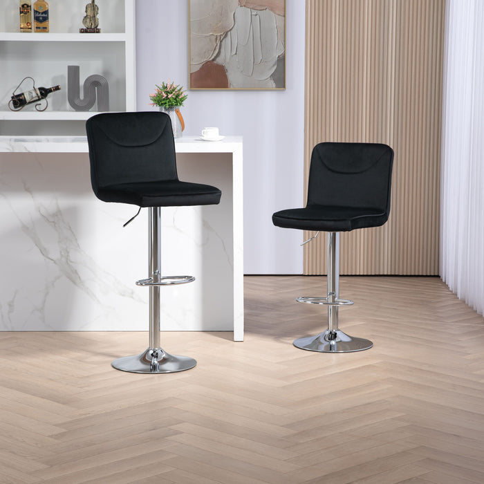Coolmore Bar Stools, Back And Footrest Counter Height Dining Chairs (Set of 2) - Black