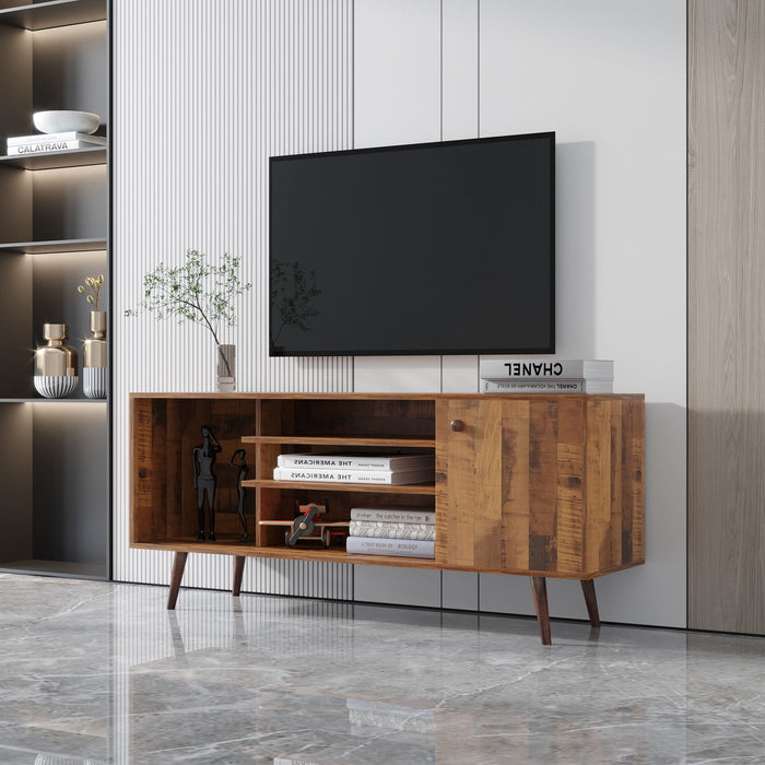 TV Stand Use In With 1 Storage And 2 Shelves Cabinet, High Quality Particle Board, Fir Wood