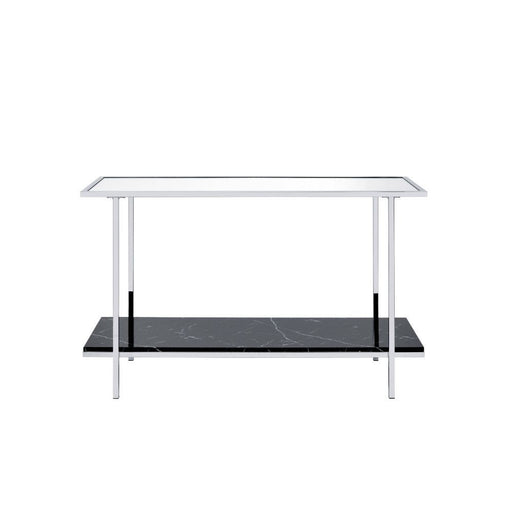 Angwin - Accent Table - Mirrored, Faux Marble & Chrome Unique Piece Furniture