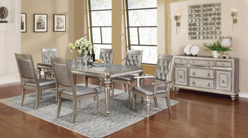 Bling Game - Rectangular Dining Table With Leaf - Metallic Platinum Unique Piece Furniture