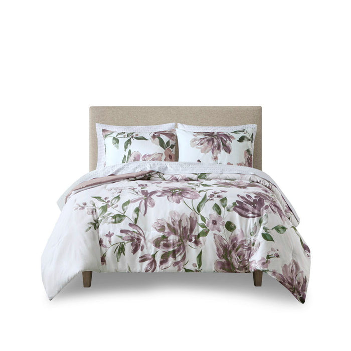 Floral Comforter Set And Bed Sheets - Mauve