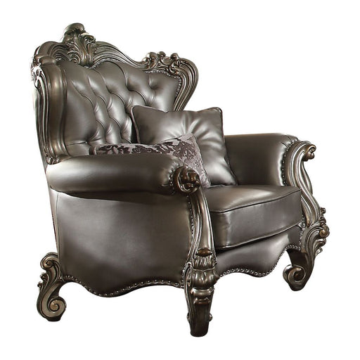 Versailles - Chair - Silver PU & Antique Platinum Unique Piece Furniture