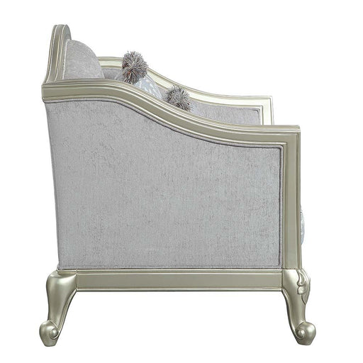 Qunsia - Chair - Light Gray Linen & Champagne Finish Unique Piece Furniture