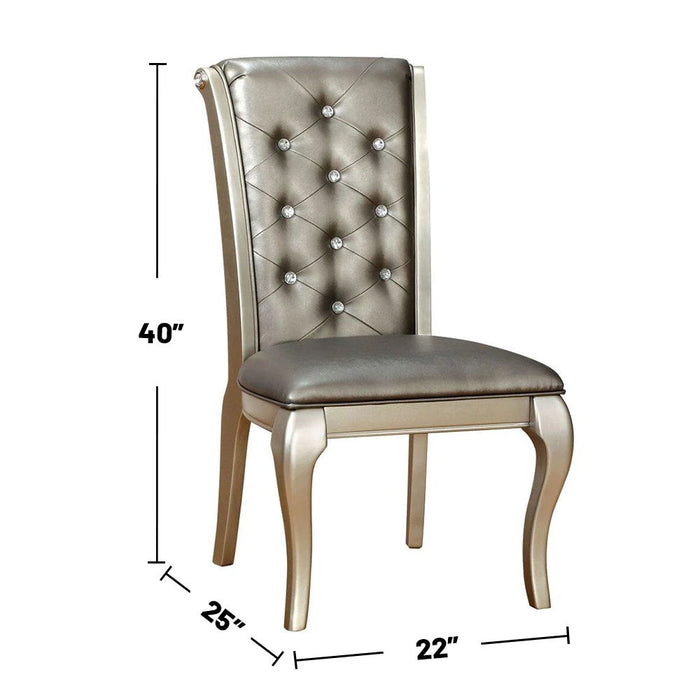 (Set of 2) Faux Leather Upholstered Side Chairs In Champagne