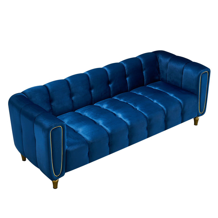 Modern Velvet Sofa For Living Room Blue Color
