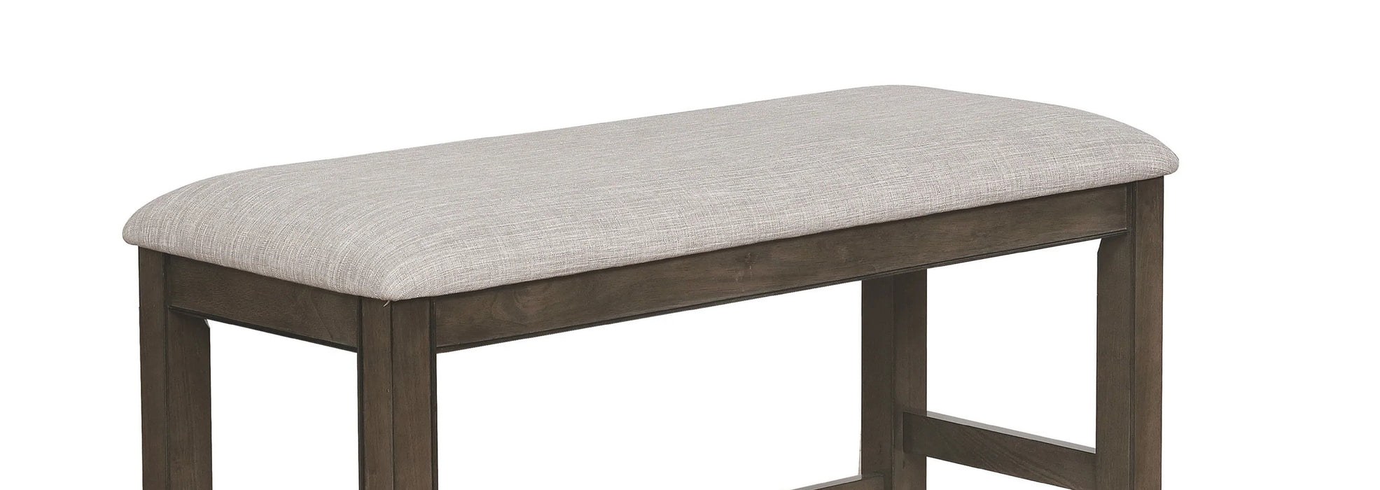 Farmhouse Style 1 Piece Gray Counter Height Bench Footrest Upholstered Seat Wooden Furniture